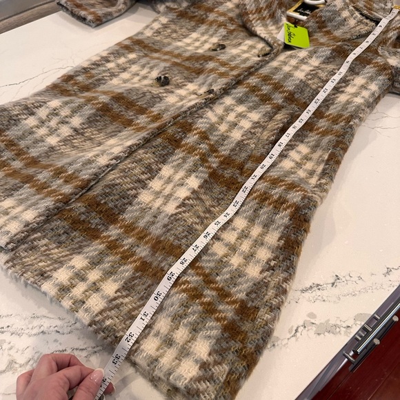 Sam Edelman Cream and Brown Plaid Trench Coat - Picture 6 of 6